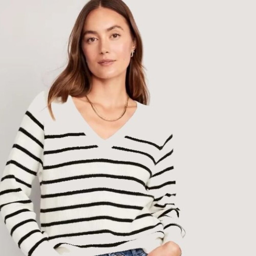 Old Navy Women's Small Good Vee Stripe Sweater Size L Tall